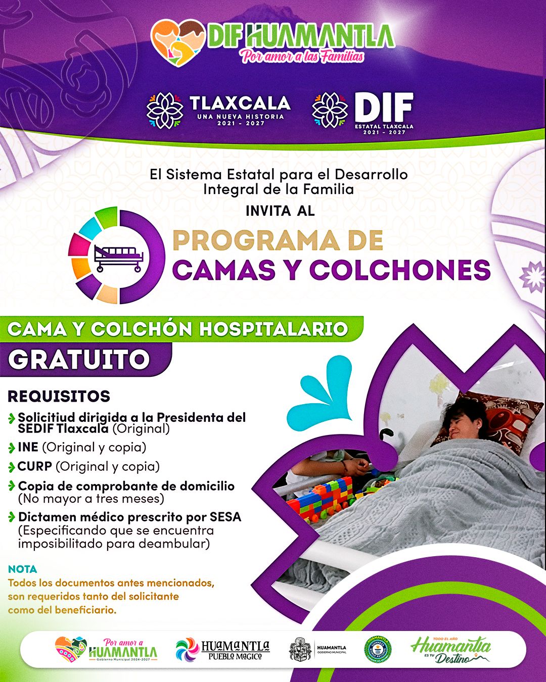 DIF Huamantla invita a acceder al programa de camas y colchones hospitalarios gratuitos